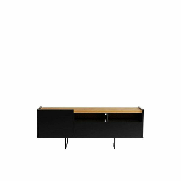 Designed To Furnish 53.14 in. Winston TV Stand with 4 Shelves Black & Cinnamon DE3068740